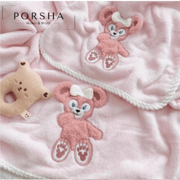 Παιδικές Βελούδινες Σετ Πετσέτες Μπάνιου Pink Little Bear